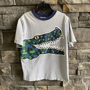 Hanna Andersson Gray Alligator Crocodile Graphic T-Shirt Size 6-7 (120 Cm)‎